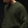 Maglione a girocollo in maglia a coste Domain - Verde oliva
