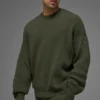 Maglione a girocollo in maglia a coste Domain - Verde oliva