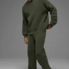 Maglione a girocollo in maglia a coste Domain - Verde oliva
