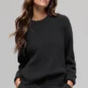 Maglione a girocollo Noble a coste in misto lana e cashmere - Nero