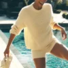 Maglione a girocollo Noble in lana e cashmere a coste - Giallo candela