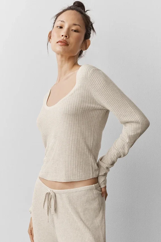 Maglione a maglia Unwind a maniche lunghe - Avena melange
