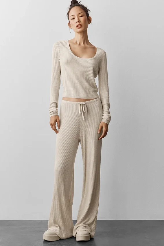 Maglione a maglia Unwind a maniche lunghe - Avena melange