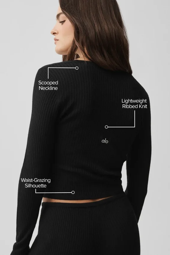 Maglione a maglia Unwind a maniche lunghe - Nero