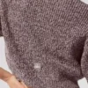 Maglione a maniche corte in maglia melange - Melange fungo