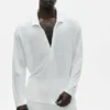 Maglione a maniche lunghe in jersey di lino Coastal - Bianco