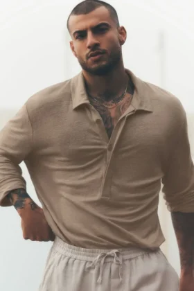 Maglione a maniche lunghe in jersey di lino Coastal - Gravel