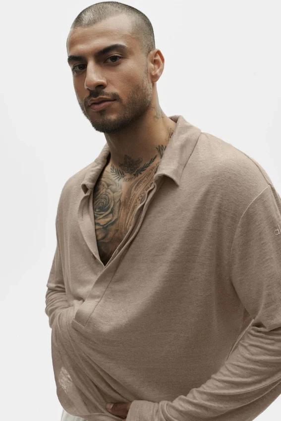 Maglione a maniche lunghe in jersey di lino Coastal - Gravel