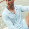 Maglione a maniche lunghe in jersey di lino Coastal - Seaside Blue
