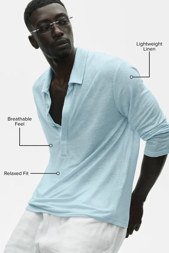Maglione a maniche lunghe in jersey di lino Coastal - Seaside Blue