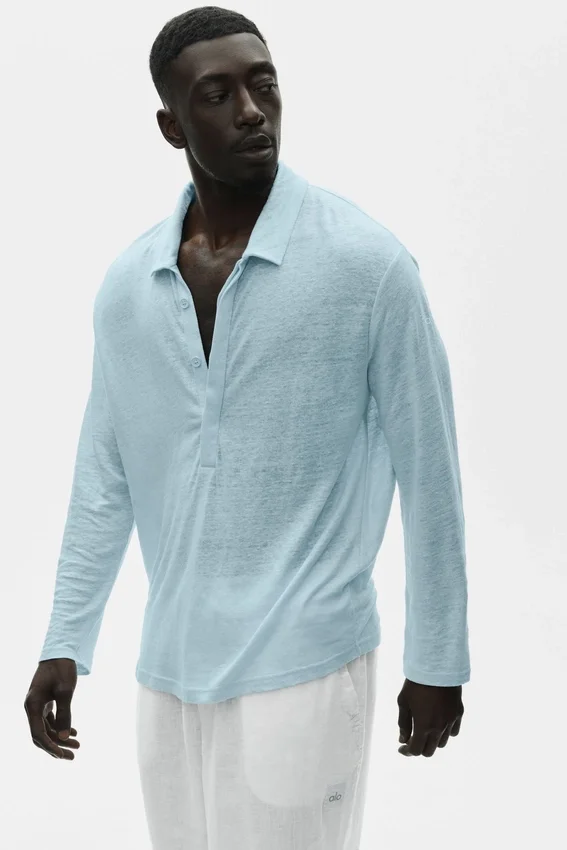 Maglione a maniche lunghe in jersey di lino Coastal - Seaside Blue