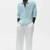 Maglione a maniche lunghe in jersey di lino Coastal - Seaside Blue