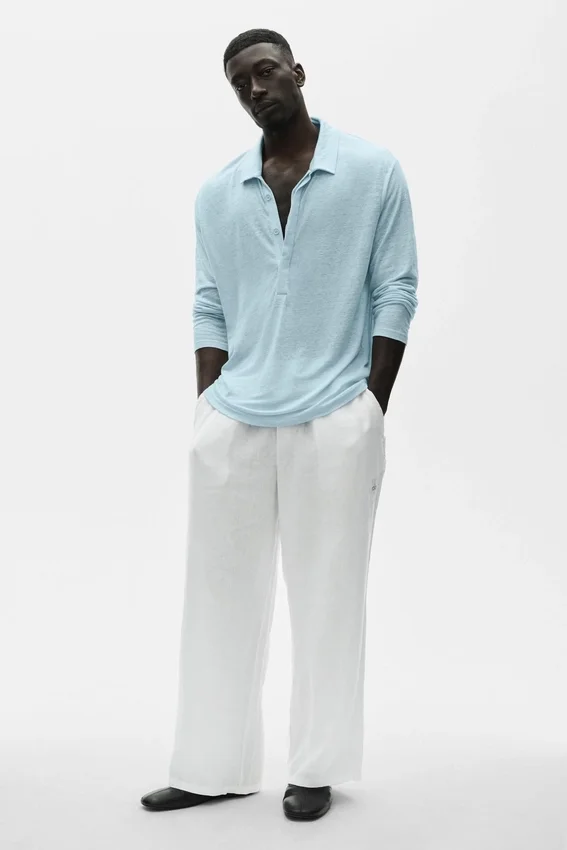 Maglione a maniche lunghe in jersey di lino Coastal - Seaside Blue