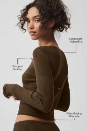 Maglione a maniche lunghe Unwind in maglia tipo maglione – Espresso