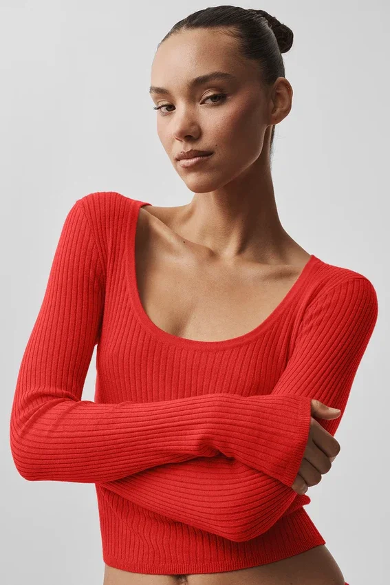 Maglione a maniche lunghe Unwind - Rosso brillante