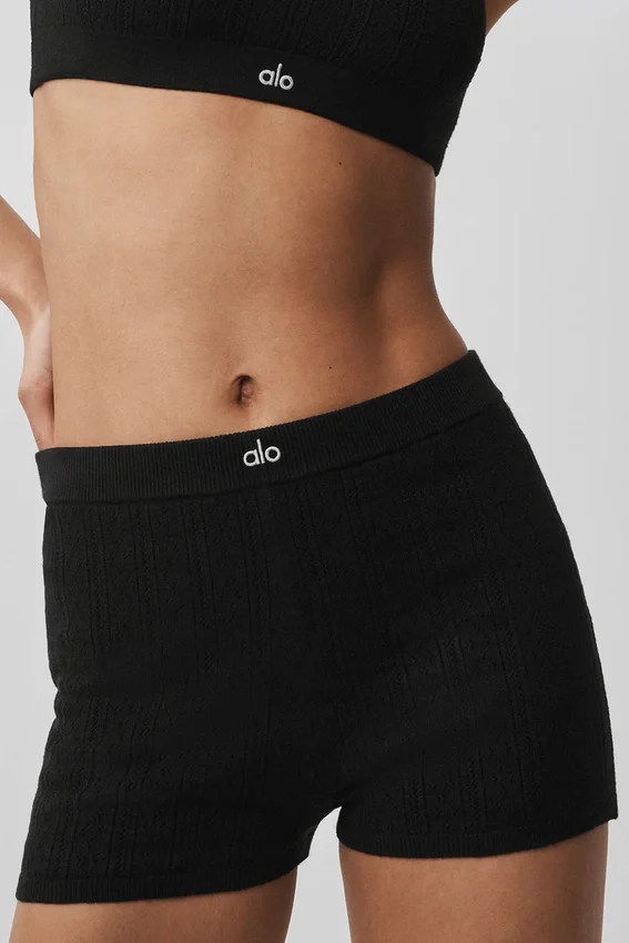 Maglione a punto traforato Be Mine Pantaloncini Hot - Nero