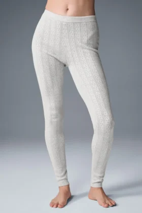 Maglione a punto traforato e High-Waist Leggings “Be Mine” - Grigio chiaro melange