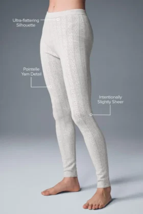 Maglione a punto traforato e High-Waist Leggings “Be Mine” – Grigio chiaro melange