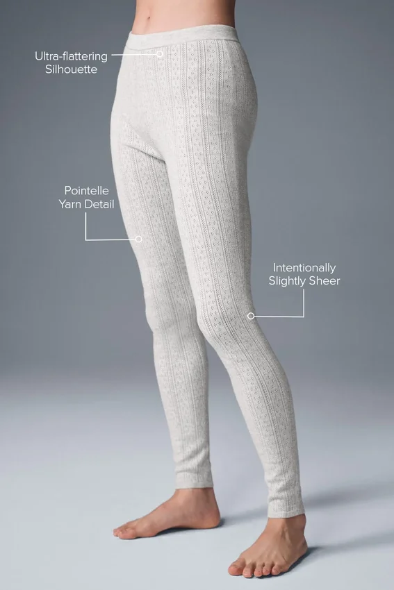 Maglione a punto traforato e High-Waist Leggings “Be Mine” - Grigio chiaro melange