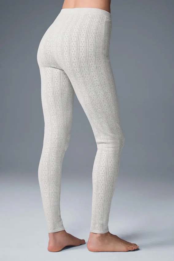 Maglione a punto traforato e High-Waist Leggings “Be Mine” - Grigio chiaro melange