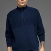 Maglione a zip da 1/4 in maglia a coste Domain Shift - Blu navy