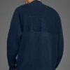 Maglione a zip da 1/4 in maglia a coste Domain Shift - Blu navy