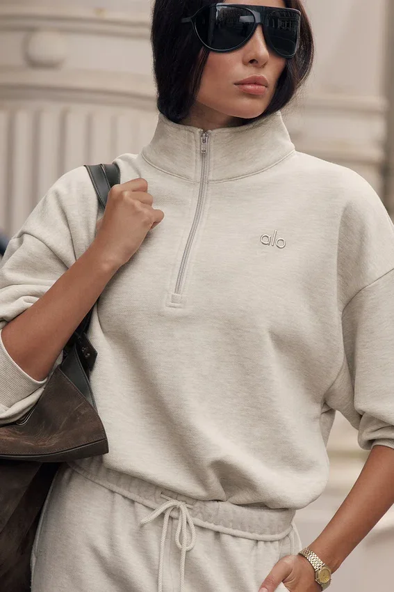 Maglione Accolade con zip a 1/4 - Avena melange