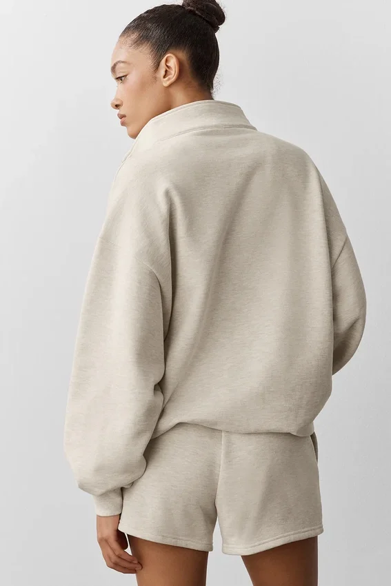 Maglione Accolade con zip a 1/4 - Avena melange
