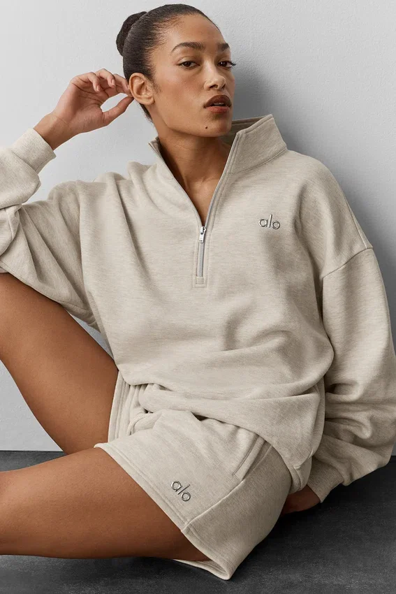 Maglione Accolade con zip a 1/4 - Avena melange