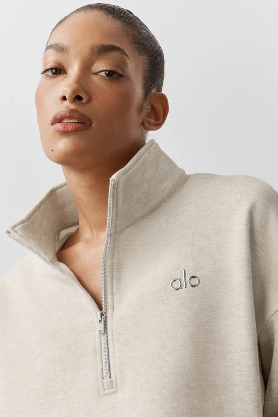 Maglione Accolade con zip a 1/4 - Avena melange