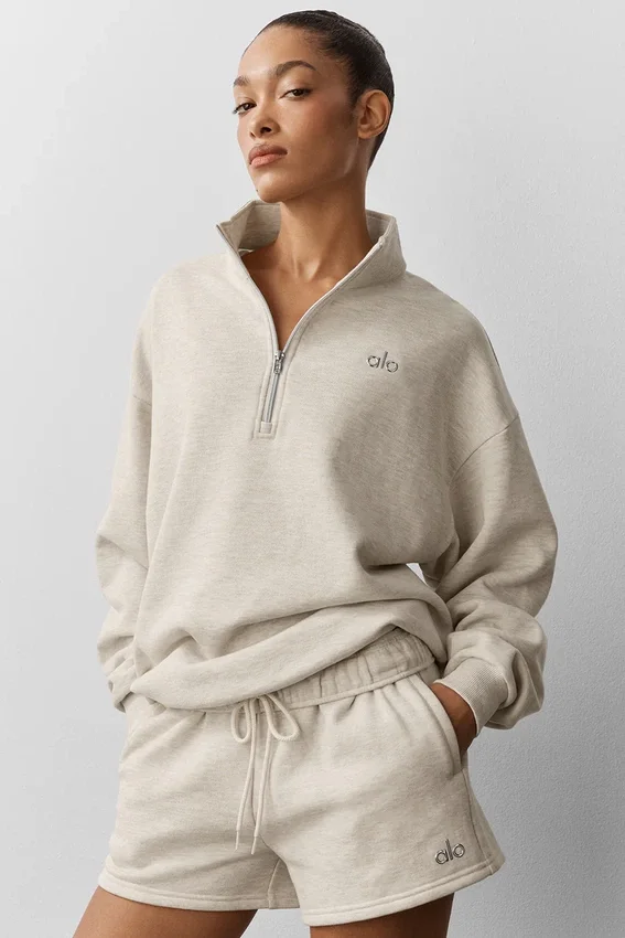 Maglione Accolade con zip a 1/4 - Avena melange