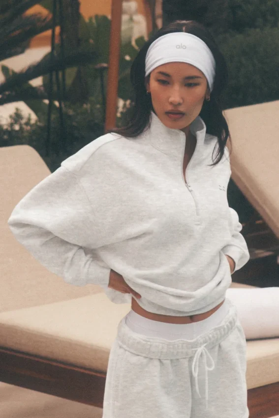 Maglione Accolade con zip a 1/4 - Bianco melange