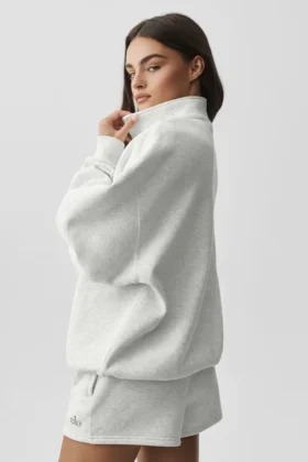 Maglione Accolade con zip a 1/4 – Bianco melange