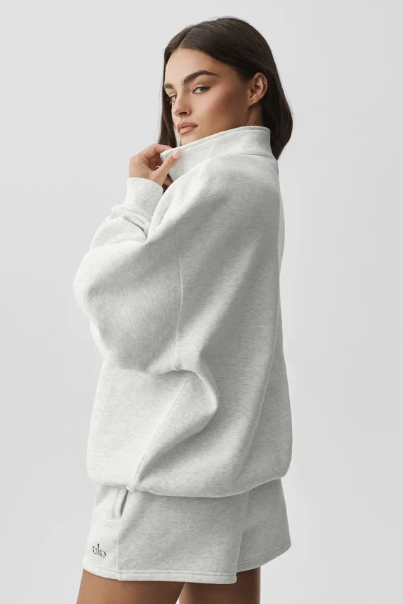 Maglione Accolade con zip a 1/4 - Bianco melange