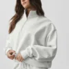 Maglione Accolade con zip a 1/4 - Bianco melange