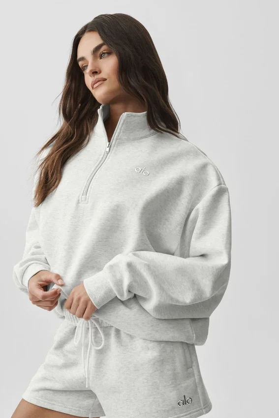 Maglione Accolade con zip a 1/4 - Bianco melange