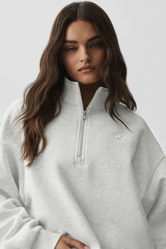 Maglione Accolade con zip a 1/4 - Bianco melange