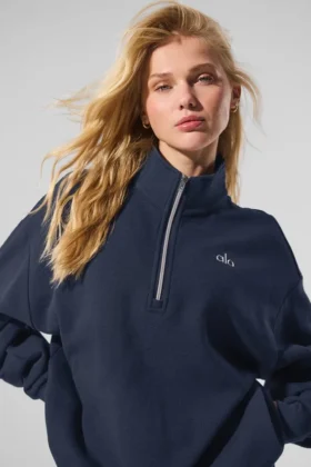 Maglione Accolade con zip a 1/4 – Blu navy