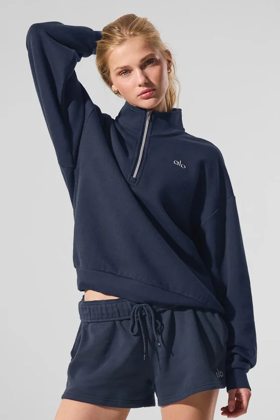 Maglione Accolade con zip a 1/4 - Blu navy