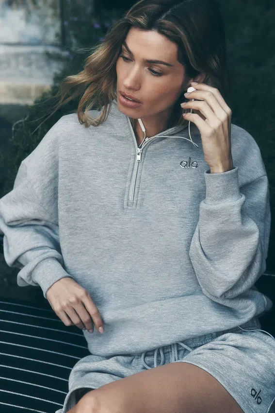 Maglione Accolade con zip a 1/4 - Grigio melange sportivo