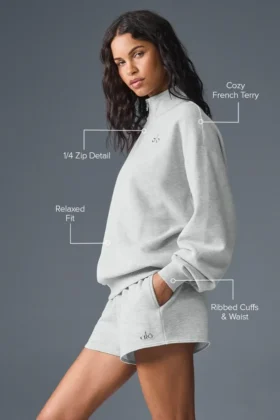 Maglione Accolade con zip a 1/4 – Grigio melange sportivo