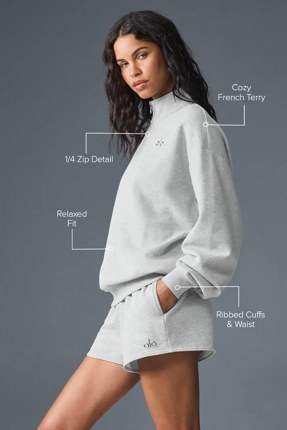 Maglione Accolade con zip a 1/4 - Grigio melange sportivo