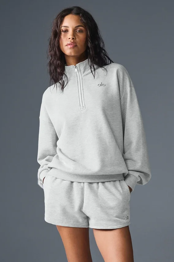 Maglione Accolade con zip a 1/4 - Grigio melange sportivo
