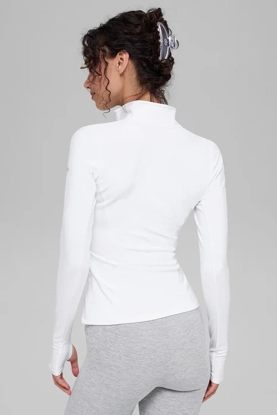 Maglione Alosoft Rapid con mezza zip - Bianco