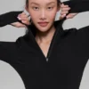 Maglione Alosoft Rapid con mezza zip - Nero