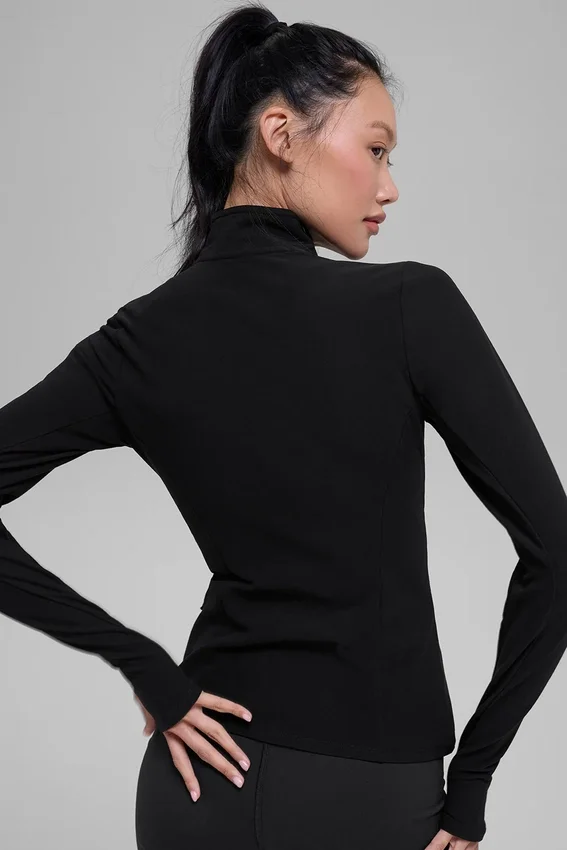 Maglione Alosoft Rapid con mezza zip - Nero