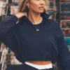 Maglione Alumni corto con zip a un quarto - Blu navy