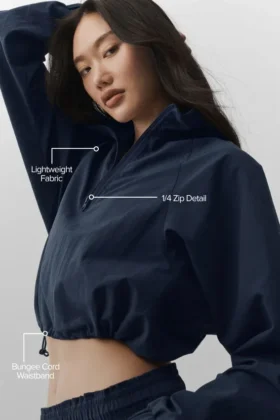 Maglione Alumni corto con zip a un quarto – Blu navy