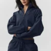 Maglione Alumni corto con zip a un quarto - Blu navy