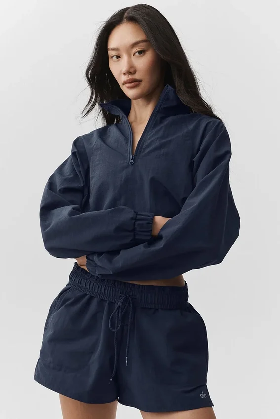 Maglione Alumni corto con zip a un quarto - Blu navy